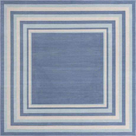 Blue 8' x 8' Lotus Square Area Rug 100% Polypropylene Modern Contemporary Colorful Carpet Easy Clean for Living Room, Kitchen, Dining, Office for Sale at Rug Engine