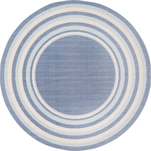 Blue 7' x 7' Lotus Round Area Rug 100% Polypropylene Modern Contemporary Colorful Carpet Easy Clean for Living Room, Kitchen, Dining, Office for Sale at Rug Engine
