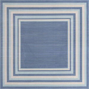 Blue 6' x 6' Lotus Square Area Rug 100% Polypropylene Modern Contemporary Colorful Carpet Easy Clean for Living Room, Kitchen, Dining, Office for Sale at Rug Engine