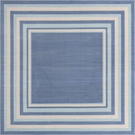 Blue 6' x 6' Lotus Square Area Rug 100% Polypropylene Modern Contemporary Colorful Carpet Easy Clean for Living Room, Kitchen, Dining, Office for Sale at Rug Engine