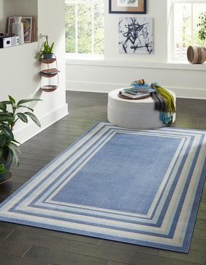 Blue 4' 1 x 6' 1 Lotus Rectangle Area Rug 100% Polypropylene Modern Contemporary Colorful Carpet Easy Clean for Living Room, Kitchen, Dining, Office for Sale at Rug Engine