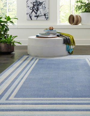 Blue 4' 1 x 6' 1 Lotus Rectangle Area Rug 100% Polypropylene Modern Contemporary Colorful Carpet Easy Clean for Living Room, Kitchen, Dining, Office for Sale at Rug Engine