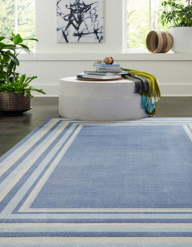 Blue 4' 1 x 6' 1 Lotus Rectangle Area Rug 100% Polypropylene Modern Contemporary Colorful Carpet Easy Clean for Living Room, Kitchen, Dining, Office for Sale at Rug Engine