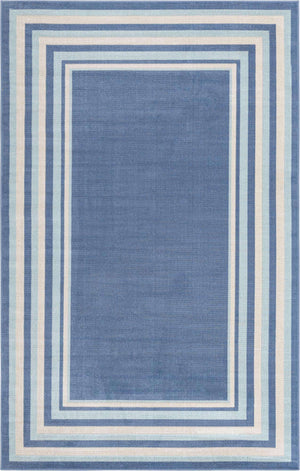 Blue 5' 3 x 8' Lotus Rectangle Area Rug 100% Polypropylene Modern Contemporary Colorful Carpet Easy Clean for Living Room, Kitchen, Dining, Office for Sale at Rug Engine