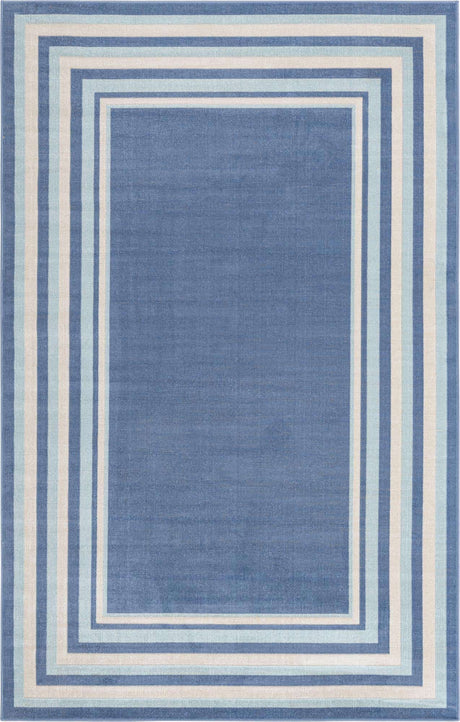 Blue 5' 3 x 8' Lotus Rectangle Area Rug 100% Polypropylene Modern Contemporary Colorful Carpet Easy Clean for Living Room, Kitchen, Dining, Office for Sale at Rug Engine