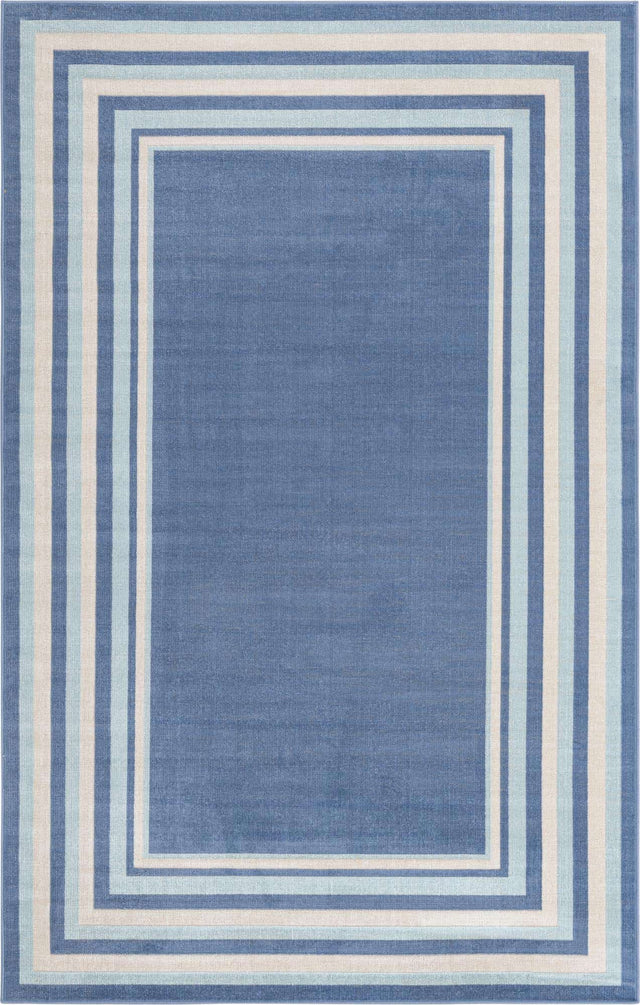 Blue 5' 3 x 8' Lotus Rectangle Area Rug 100% Polypropylene Modern Contemporary Colorful Carpet Easy Clean for Living Room, Kitchen, Dining, Office for Sale at Rug Engine