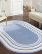 Blue 4' 1 x 6' 1 Lotus Oval Area Rug 100% Polypropylene Modern Contemporary Colorful Carpet Easy Clean for Living Room, Kitchen, Dining, Office for Sale at Rug Engine