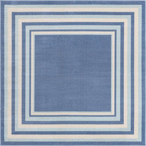 Blue 5' 3 x 5' 3 Lotus Square Area Rug 100% Polypropylene Modern Contemporary Colorful Carpet Easy Clean for Living Room, Kitchen, Dining, Office for Sale at Rug Engine