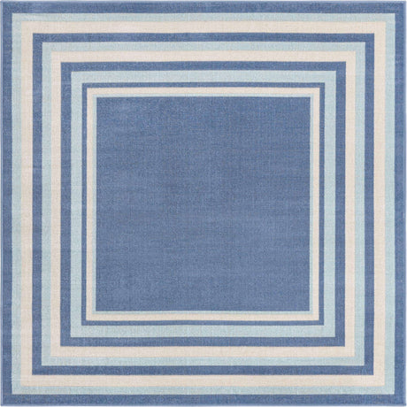 Blue 5' 3 x 5' 3 Lotus Square Area Rug 100% Polypropylene Modern Contemporary Colorful Carpet Easy Clean for Living Room, Kitchen, Dining, Office for Sale at Rug Engine