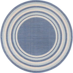 Blue 5' x 5' Lotus Round Area Rug 100% Polypropylene Modern Contemporary Colorful Carpet Easy Clean for Living Room, Kitchen, Dining, Office for Sale at Rug Engine