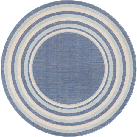 Blue 5' x 5' Lotus Round Area Rug 100% Polypropylene Modern Contemporary Colorful Carpet Easy Clean for Living Room, Kitchen, Dining, Office for Sale at Rug Engine