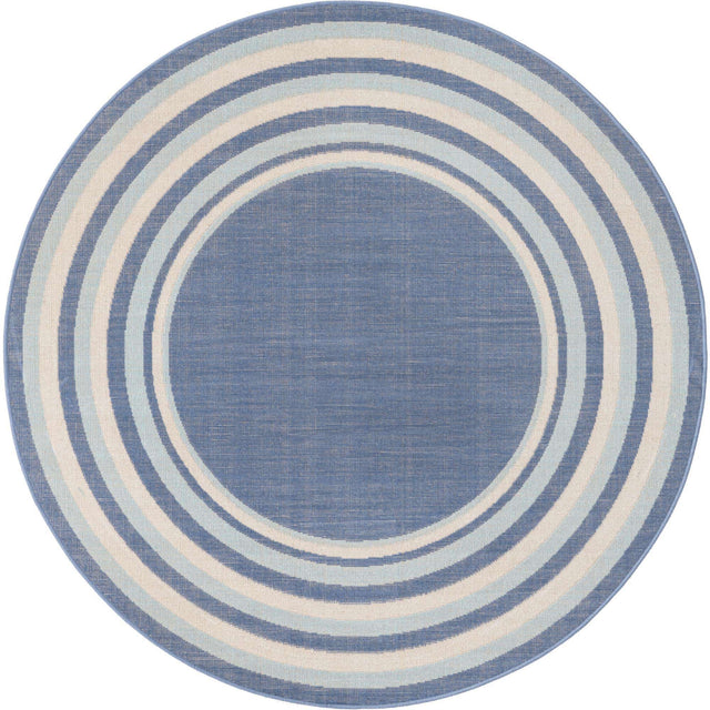 Blue 5' x 5' Lotus Round Area Rug 100% Polypropylene Modern Contemporary Colorful Carpet Easy Clean for Living Room, Kitchen, Dining, Office for Sale at Rug Engine