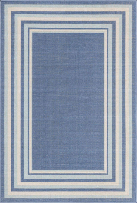 Blue 4' 1 x 6' 1 Lotus Rectangle Area Rug 100% Polypropylene Modern Contemporary Colorful Carpet Easy Clean for Living Room, Kitchen, Dining, Office for Sale at Rug Engine