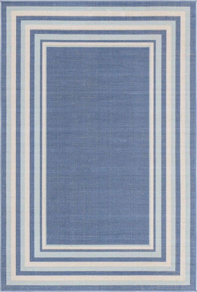 Blue 4' 1 x 6' 1 Lotus Rectangle Area Rug 100% Polypropylene Modern Contemporary Colorful Carpet Easy Clean for Living Room, Kitchen, Dining, Office for Sale at Rug Engine
