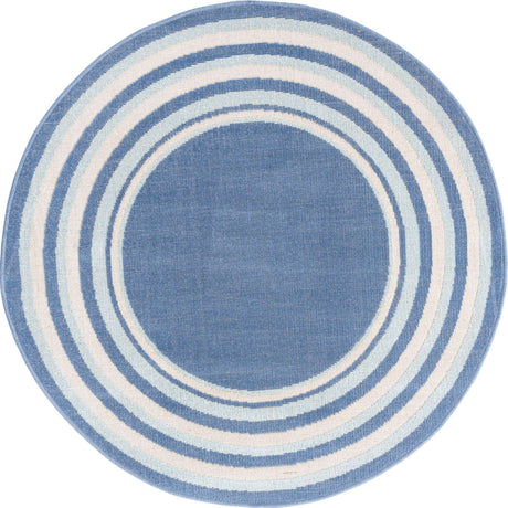 Blue 3' 3 x 3' 3 Lotus Round Area Rug 100% Polypropylene Modern Contemporary Colorful Carpet Easy Clean for Living Room, Kitchen, Dining, Office for Sale at Rug Engine