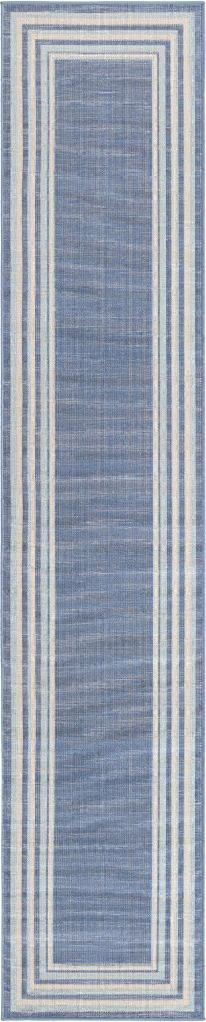 Blue 2' x 10' Lotus Runner Area Rug 100% Polypropylene Modern Contemporary Colorful Carpet Easy Clean for Living Room, Kitchen, Dining, Office for Sale at Rug Engine