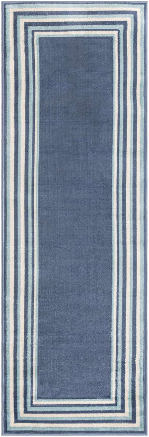 Blue 2' x 6' Lotus Runner Area Rug 100% Polypropylene Modern Contemporary Colorful Carpet Easy Clean for Living Room, Kitchen, Dining, Office for Sale at Rug Engine