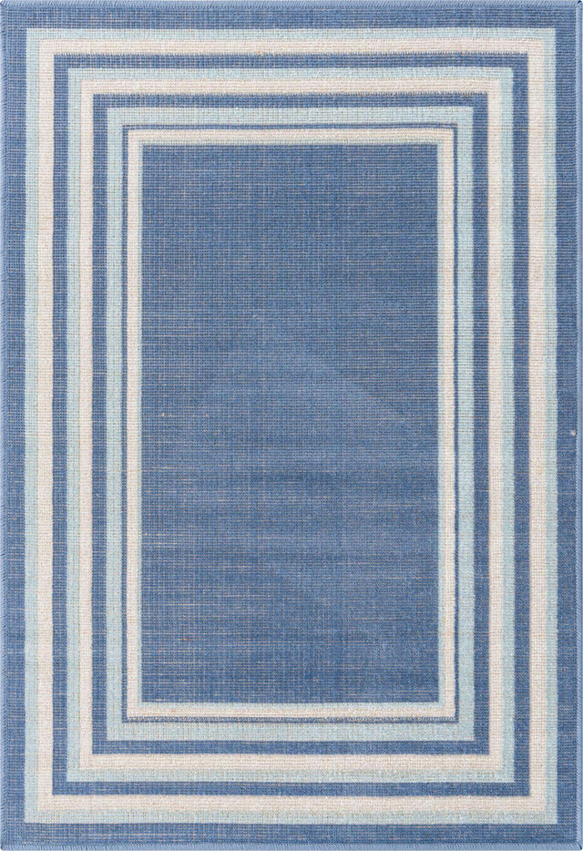 Blue 2' 2 x 3' Lotus Rectangle Area Rug 100% Polypropylene Modern Contemporary Colorful Carpet Easy Clean for Living Room, Kitchen, Dining, Office for Sale at Rug Engine