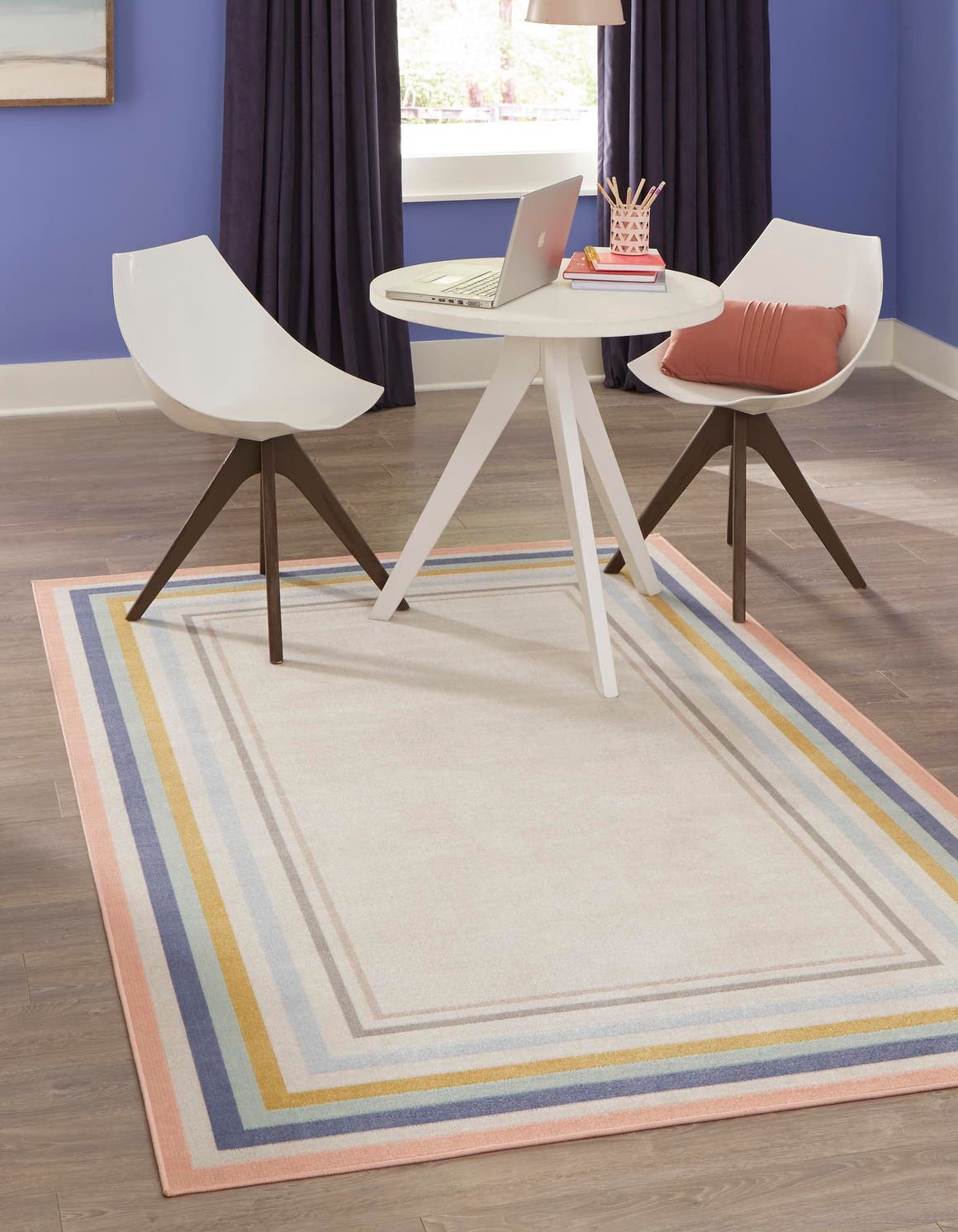 Multicolor 5' 3 x 8' Lotus Rectangle Area Rug 100% Polypropylene Modern Contemporary Colorful Carpet Easy Clean for Living Room, Kitchen, Dining, Office for Sale at Rug Engine