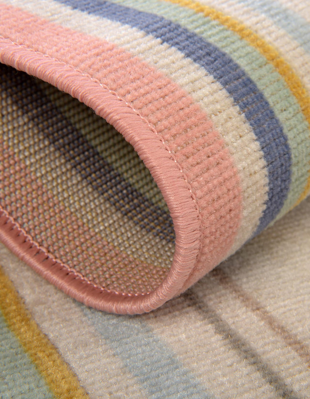 Multicolor 7' x 7' Lotus Round Area Rug 100% Polypropylene Modern Contemporary Colorful Carpet Easy Clean for Living Room, Kitchen, Dining, Office for Sale at Rug Engine