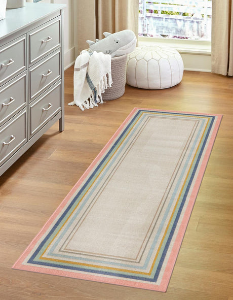 Multicolor 2' x 10' Lotus Runner Area Rug 100% Polypropylene Modern Contemporary Colorful Carpet Easy Clean for Living Room, Kitchen, Dining, Office for Sale at Rug Engine