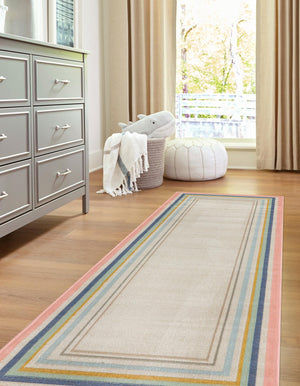Multicolor 2' x 10' Lotus Runner Area Rug 100% Polypropylene Modern Contemporary Colorful Carpet Easy Clean for Living Room, Kitchen, Dining, Office for Sale at Rug Engine