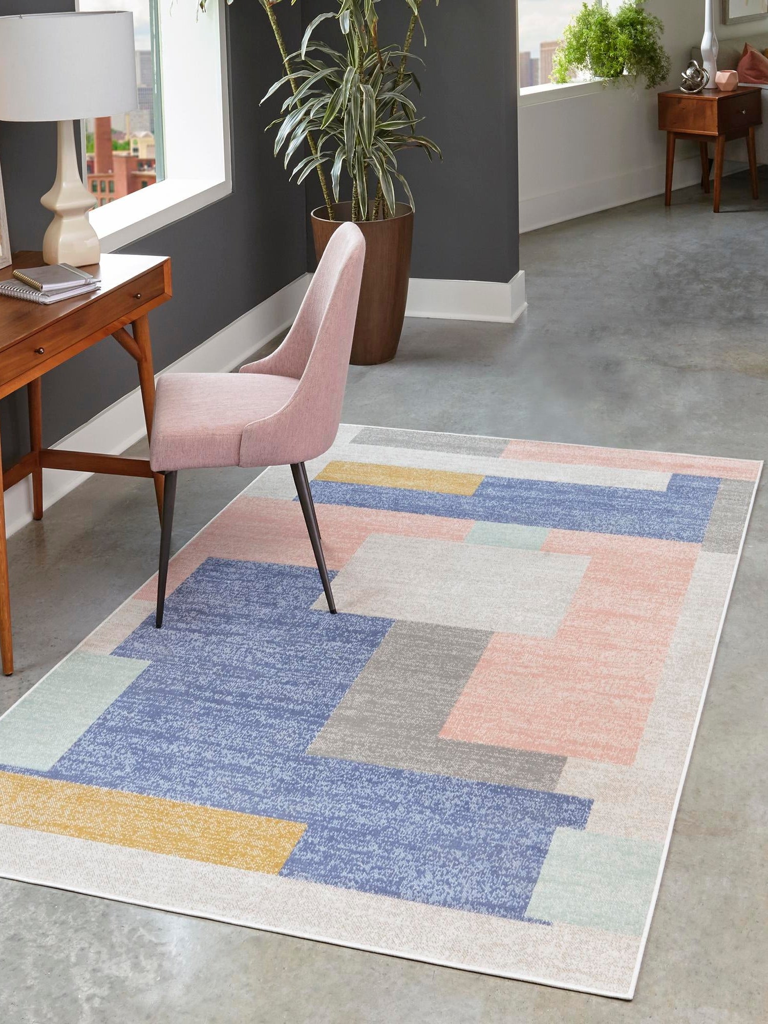 Multicolor 1' 4 x 1' 4 Lotus Sample Area Rug 100% Polypropylene Modern Contemporary Colorful Carpet Easy Clean for Living Room, Kitchen, Dining, Office for Sale at Rug Engine