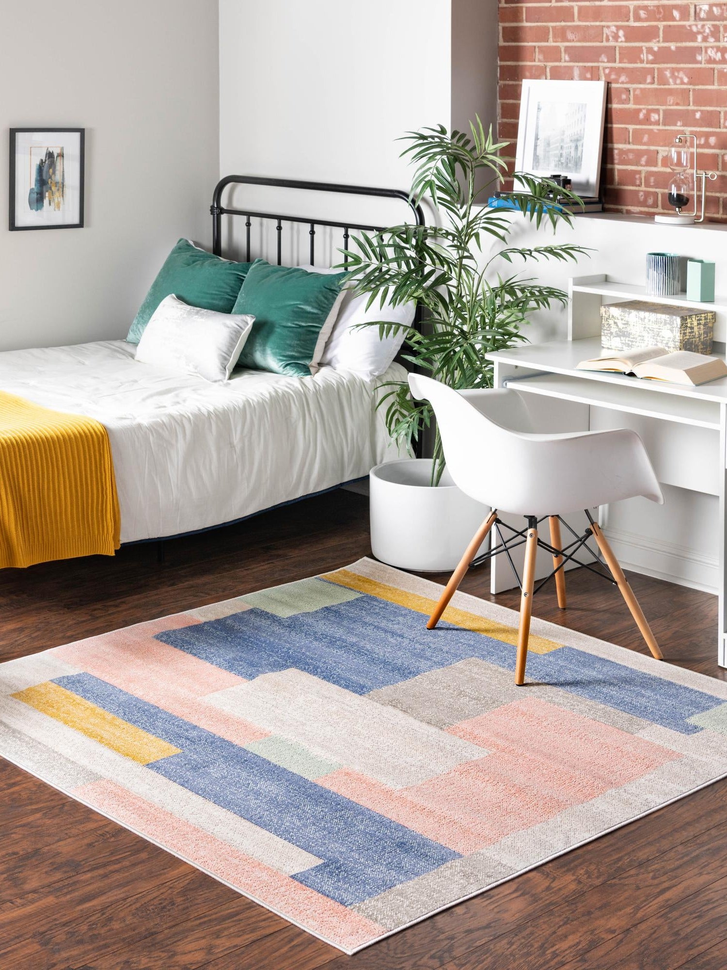 Multicolor 8' x 8' Lotus Square Area Rug 100% Polypropylene Modern Contemporary Colorful Carpet Easy Clean for Living Room, Kitchen, Dining, Office for Sale at Rug Engine