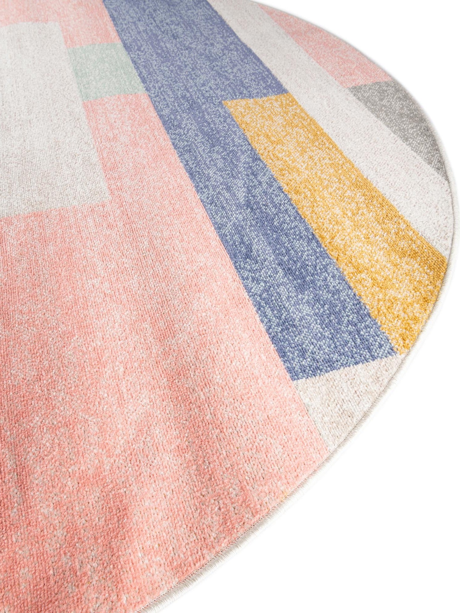 Multicolor 3' 3 x 3' 3 Lotus Round Area Rug 100% Polypropylene Modern Contemporary Colorful Carpet Easy Clean for Living Room, Kitchen, Dining, Office for Sale at Rug Engine