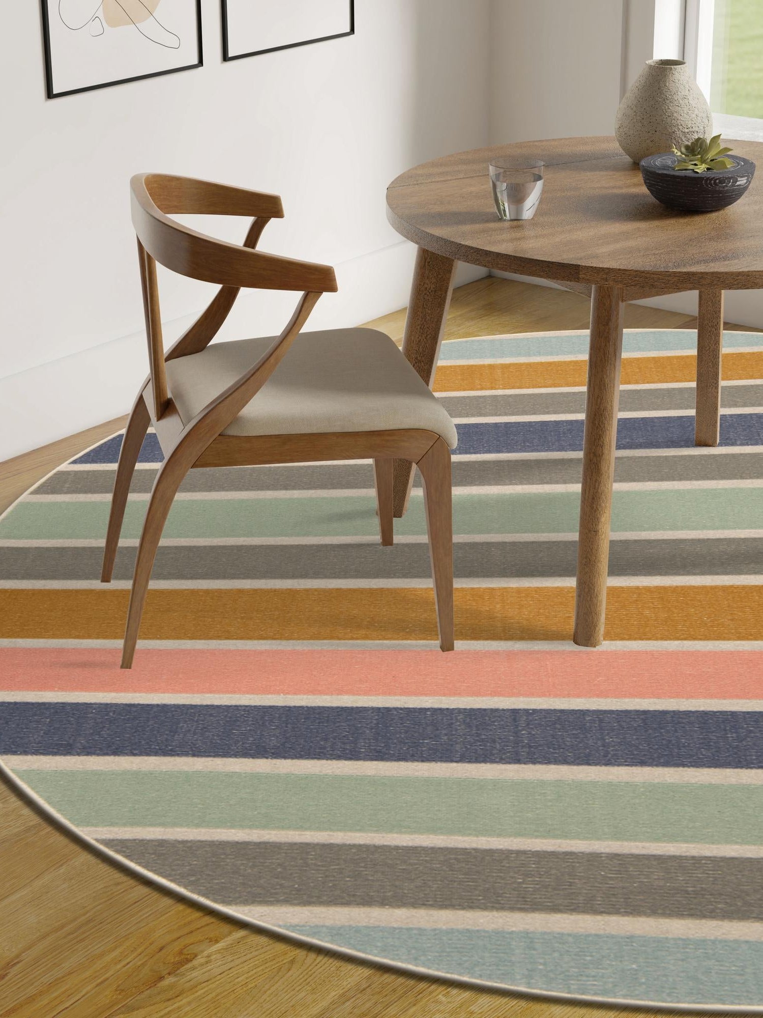 Multicolor 3' 3 x 3' 3 Lotus Round Area Rug 100% Polypropylene Modern Contemporary Colorful Carpet Easy Clean for Living Room, Kitchen, Dining, Office for Sale at Rug Engine