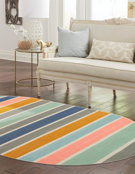 Multicolor 5' x 8' Lotus Oval Area Rug 100% Polypropylene Modern Contemporary Colorful Carpet Easy Clean for Living Room, Kitchen, Dining, Office for Sale at Rug Engine