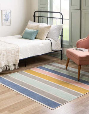 Multicolor 8' x 8' Lotus Square Area Rug 100% Polypropylene Modern Contemporary Colorful Carpet Easy Clean for Living Room, Kitchen, Dining, Office for Sale at Rug Engine