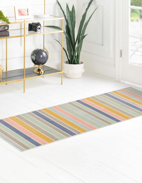 Multicolor 2' x 10' Lotus Runner Area Rug 100% Polypropylene Modern Contemporary Colorful Carpet Easy Clean for Living Room, Kitchen, Dining, Office for Sale at Rug Engine
