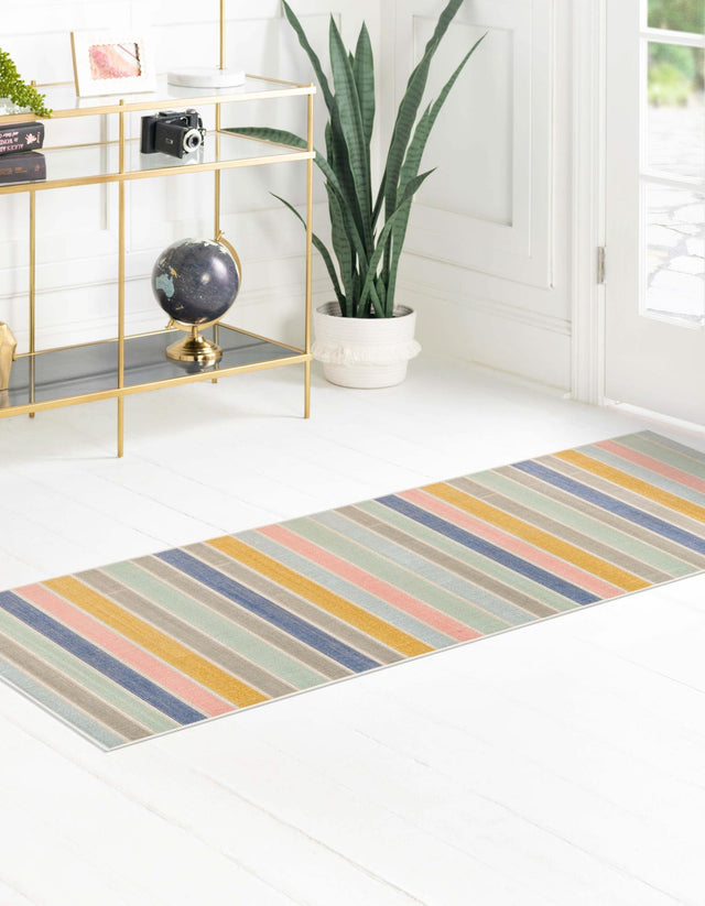 Multicolor 2' x 10' Lotus Runner Area Rug 100% Polypropylene Modern Contemporary Colorful Carpet Easy Clean for Living Room, Kitchen, Dining, Office for Sale at Rug Engine