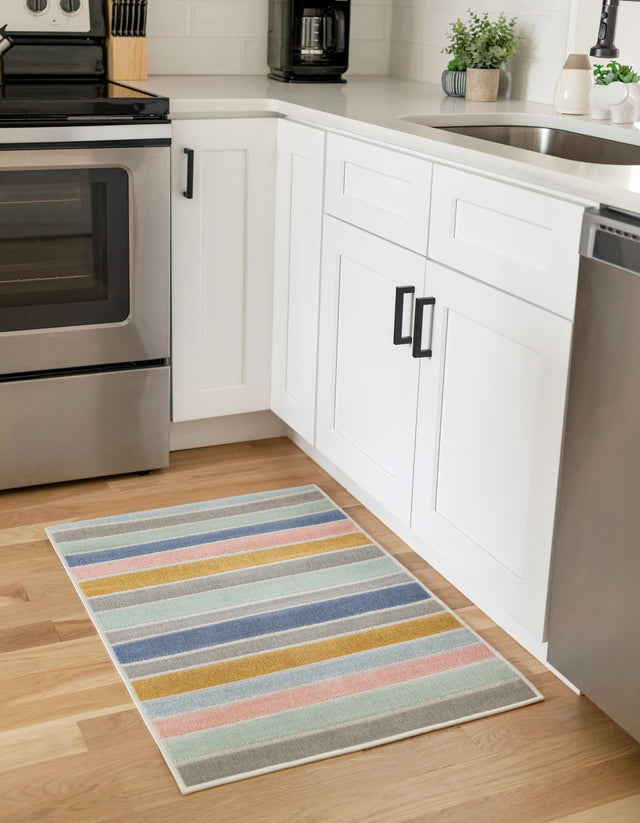 Multicolor 4' x 6' Lotus Rectangle Area Rug 100% Polypropylene Modern Contemporary Colorful Carpet Easy Clean for Living Room, Kitchen, Dining, Office for Sale at Rug Engine