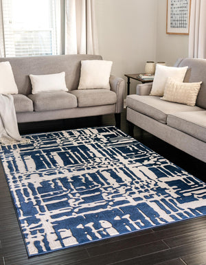 Navy Blue 1' 4 x 1' 4 Vince Camuto Sample Area Rug Durable Easy Clean Modern Carpet for Unique Home Interior Decorating for Sale at Rug Engine