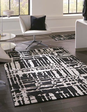 Black 1' 4 x 1' 4 Vince Camuto Sample Area Rug Durable Easy Clean Modern Carpet for Unique Home Interior Decorating for Sale at Rug Engine