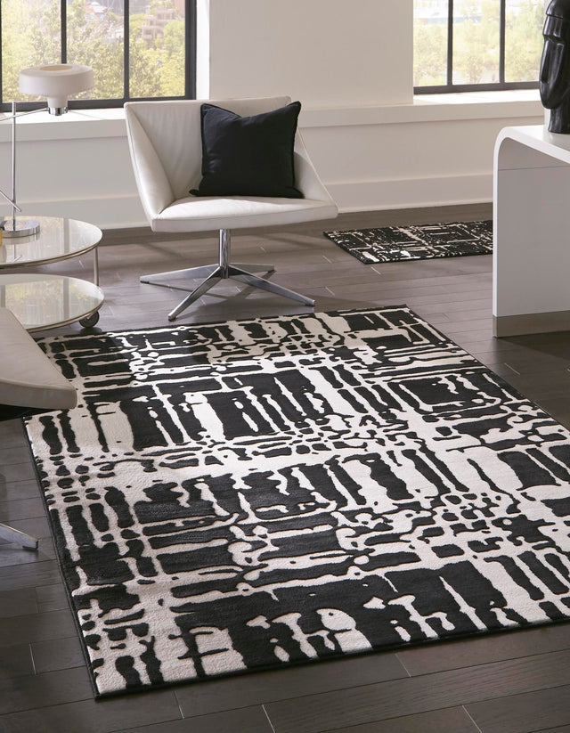 Black 1' 4 x 1' 4 Vince Camuto Sample Area Rug Durable Easy Clean Modern Carpet for Unique Home Interior Decorating for Sale at Rug Engine