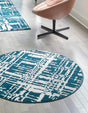 Teal 4' x 4' Vince Camuto Round Area Rug Durable Easy Clean Modern Carpet for Unique Home Interior Decorating for Sale at Rug Engine