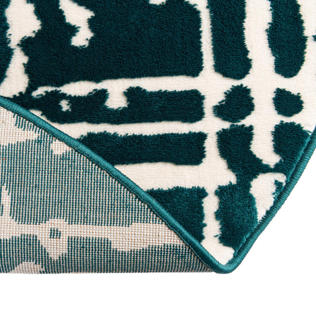 Teal 4' x 4' Vince Camuto Round Area Rug Durable Easy Clean Modern Carpet for Unique Home Interior Decorating for Sale at Rug Engine