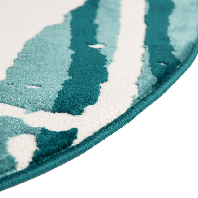 Teal 4' x 4' Vince Camuto Round Area Rug Durable Easy Clean Modern Carpet for Unique Home Interior Decorating for Sale at Rug Engine