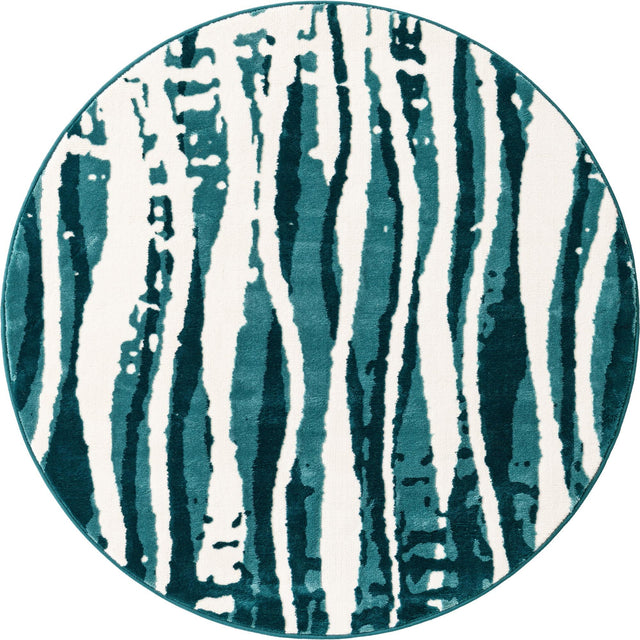 Teal 4' x 4' Vince Camuto Round Area Rug Durable Easy Clean Modern Carpet for Unique Home Interior Decorating for Sale at Rug Engine