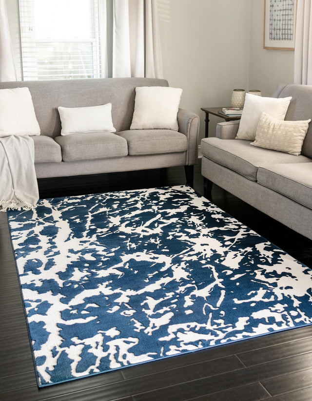Navy Blue 5' 3 x 8' Vince Camuto Rectangle Area Rug Durable Easy Clean Modern Carpet for Unique Home Interior Decorating for Sale at Rug Engine