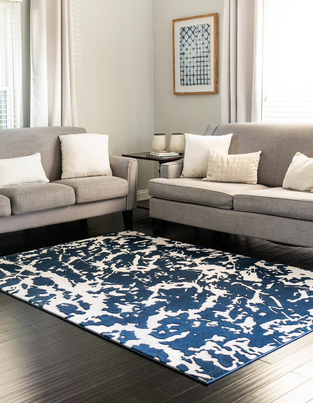 Navy Blue 5' 3 x 8' Vince Camuto Rectangle Area Rug Durable Easy Clean Modern Carpet for Unique Home Interior Decorating for Sale at Rug Engine