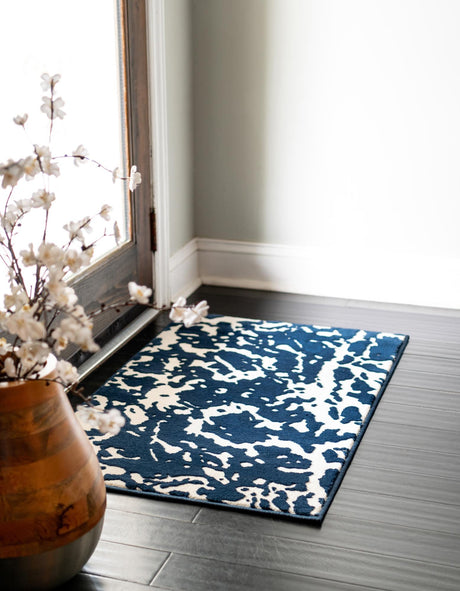 Navy Blue 5' 3 x 8' Vince Camuto Rectangle Area Rug Durable Easy Clean Modern Carpet for Unique Home Interior Decorating for Sale at Rug Engine