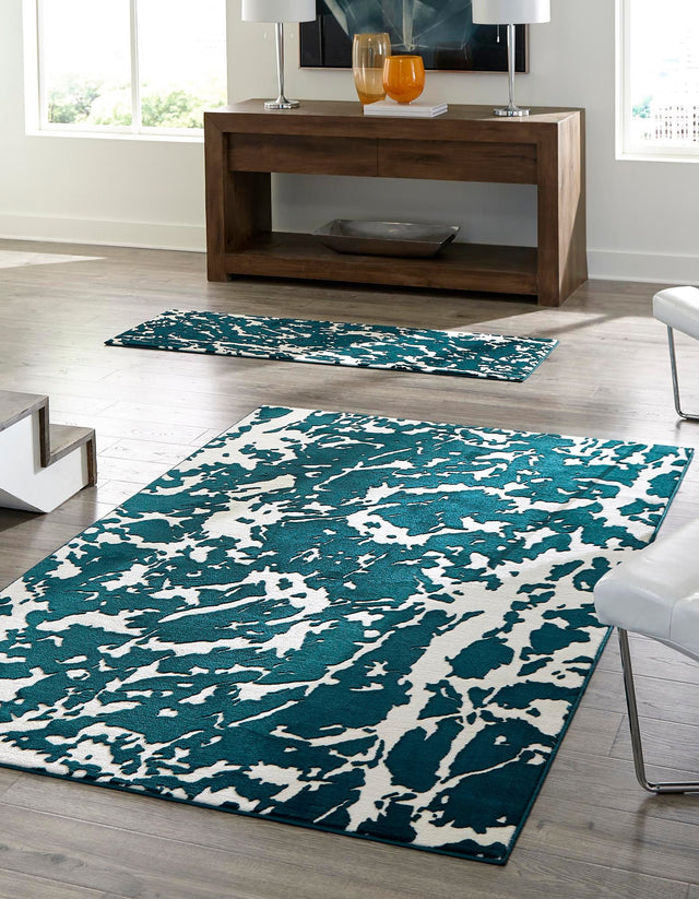 Teal 7' 10 x 10' Vince Camuto Rectangle Area Rug Durable Easy Clean Modern Carpet for Unique Home Interior Decorating for Sale at Rug Engine