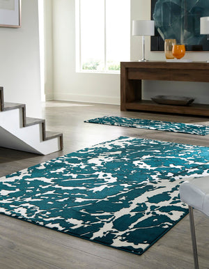 Teal 7' 10 x 10' Vince Camuto Rectangle Area Rug Durable Easy Clean Modern Carpet for Unique Home Interior Decorating for Sale at Rug Engine