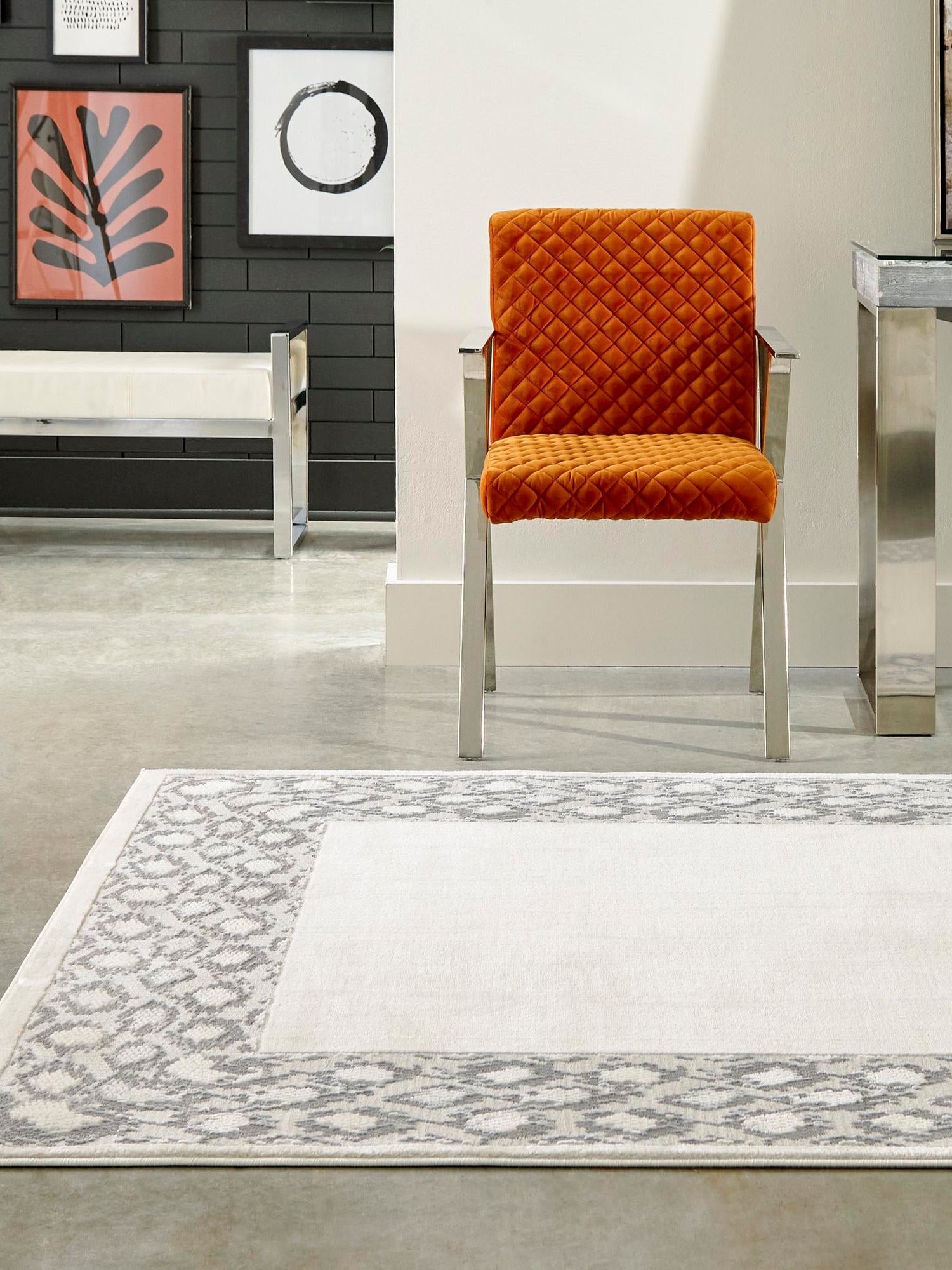White 4' x 6' Vince Camuto Rectangle Area Rug Durable Easy Clean Modern Carpet for Unique Home Interior Decorating for Sale at Rug Engine