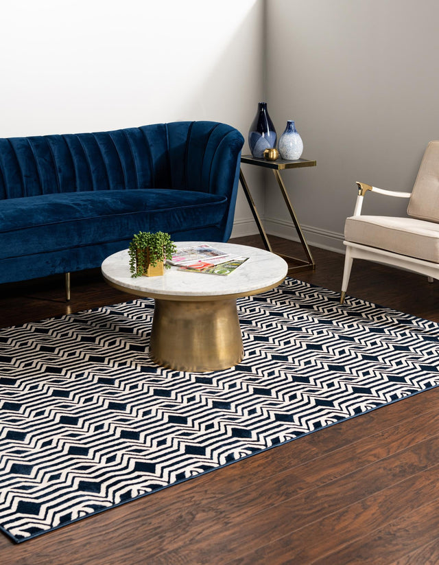 Navy Blue 2' x 3' Vince Camuto Rectangle Area Rug Durable Easy Clean Modern Carpet for Unique Home Interior Decorating for Sale at Rug Engine