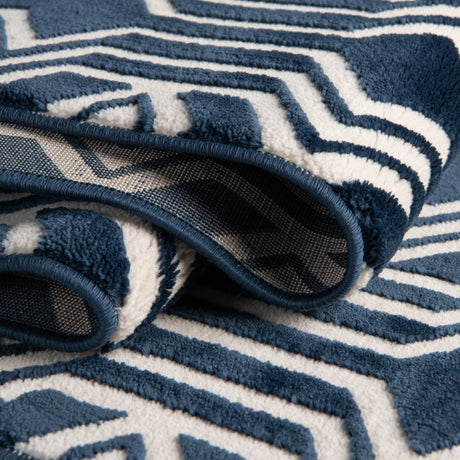 Navy Blue 2' x 3' Vince Camuto Rectangle Area Rug Durable Easy Clean Modern Carpet for Unique Home Interior Decorating for Sale at Rug Engine
